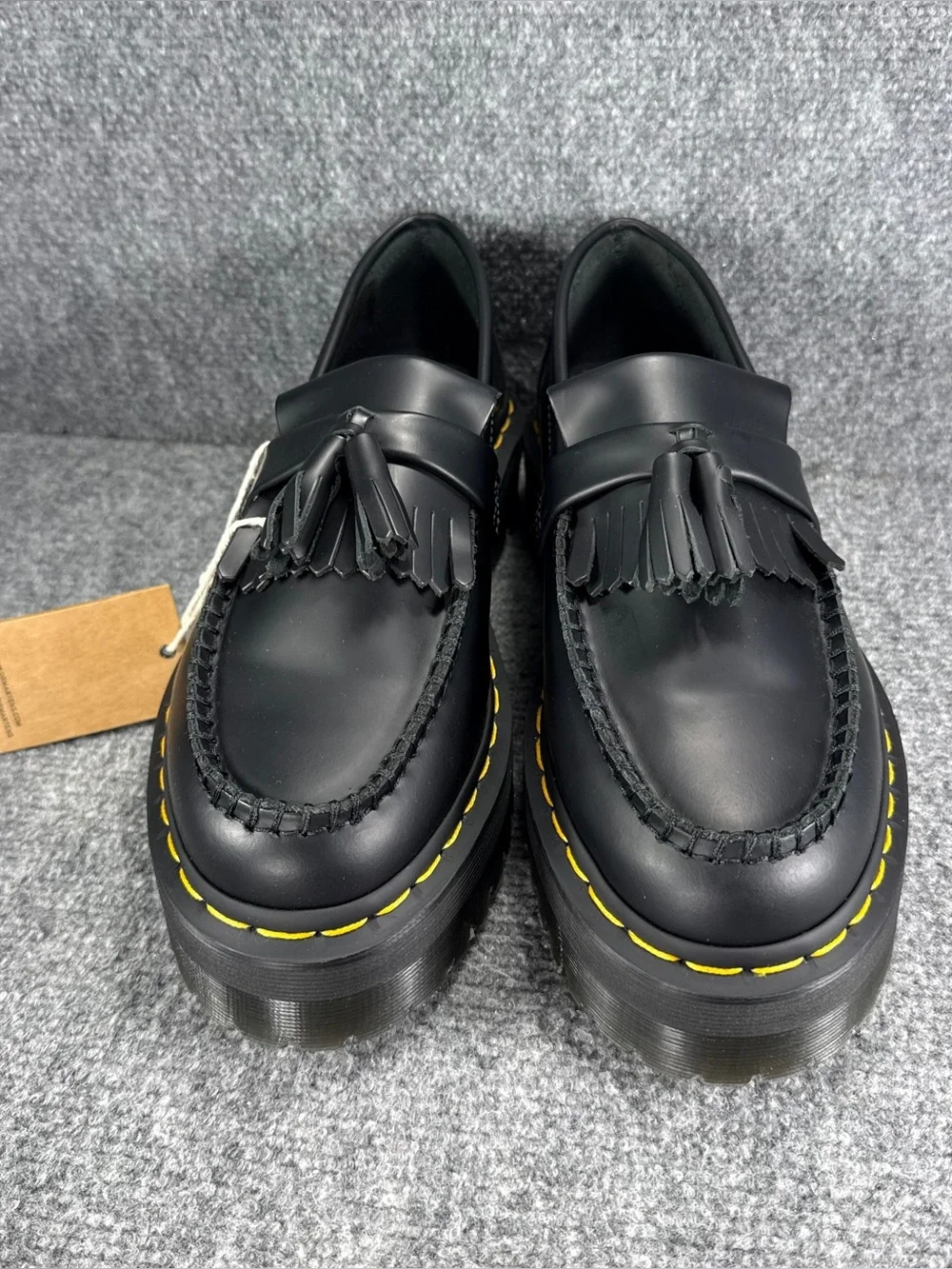 Dr. Martens Loafers Womens 8 Black Adrian Quad Platform Tassel Smooth Leather - Picture 2 of 9